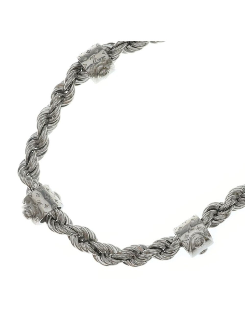 Louis Vuitton LV Rope Monogram Chain Necklace Silver